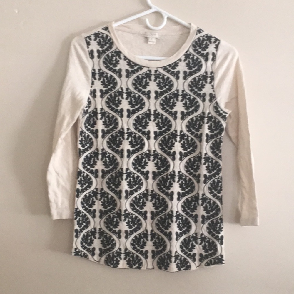 Jcrew embroidered 3/4 length top